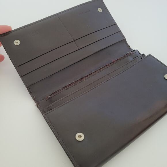 PRADA Foglio In Pelle Spazzolato Cordovan Leather Logo Wallet Envelope Large Box - Picture 4 of 15